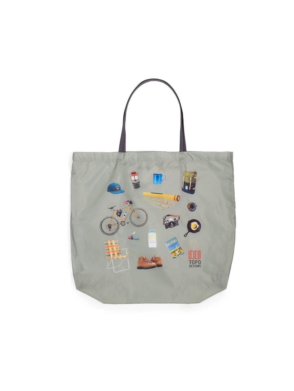 Topo Designs Packable Tote Camping Grid Green Lightweight Nylon Farmers Market